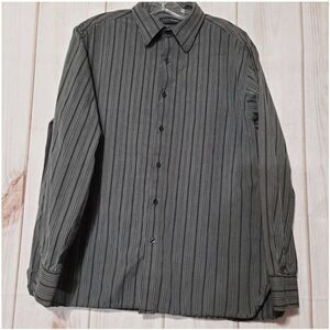 John Henry Shirt Men's Large Gray Button Front Long Sleeve‎